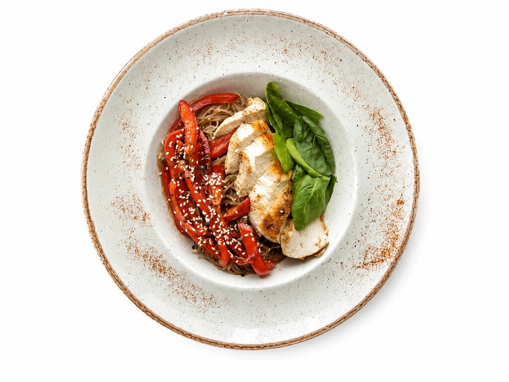 Куряче філе з рисовою локшиною
