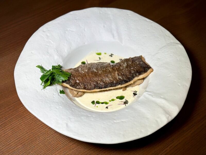 Форель з білими грибами та соусом з тим'яну — Restaurant 1909